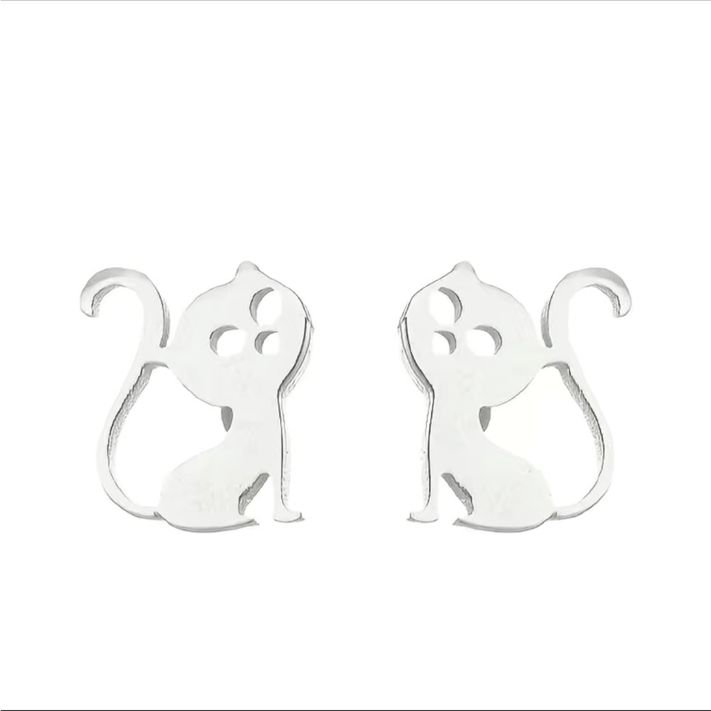 Mini Silver Cat Stud Earrings